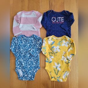 Baby girls long sleeve onesie shirts bundle size 3 months